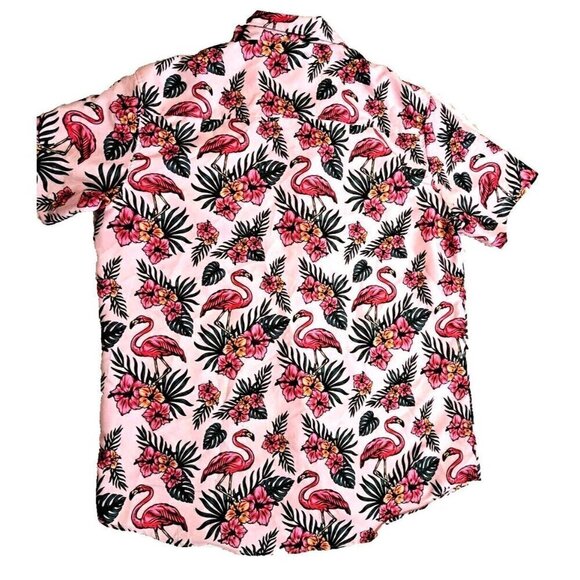 Broken Threads Addicted To Summer XL Multicolor Flamingo Print Aloha Shirt - Picture 3 of 8